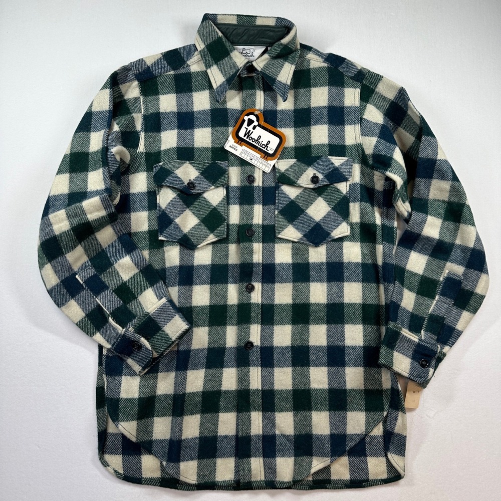 Vtg 60-70s Woolrich Buffalo Plaid Wool Flannel‎ Shirt Mens L Gimbels NWT Rare